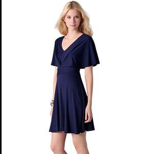 NWOT Three Dots Draped Sleeve Navy Cotton Mini Dress Size M